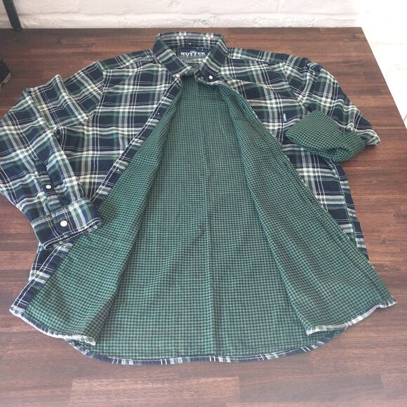 Chubbies The Nutter Shirt Men XL Green Blue Plaid Double Sided Button Up Shacket - Picture 1 of 13